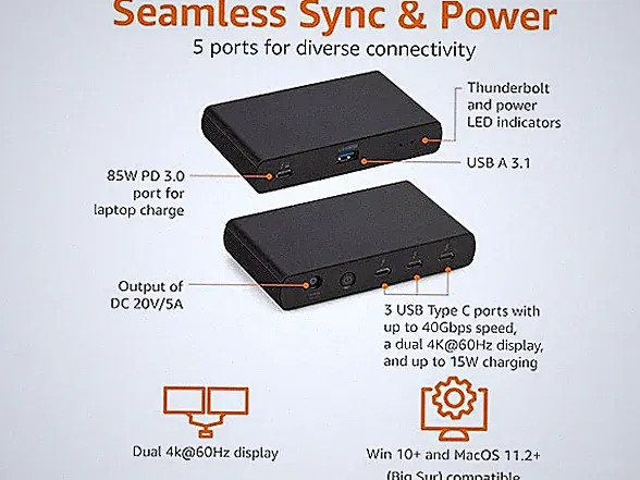 NEW AMAZON BASICS THUNDERBOLT 4 DOCKING STATION 2 X TB T4 DUAL DISPLAY