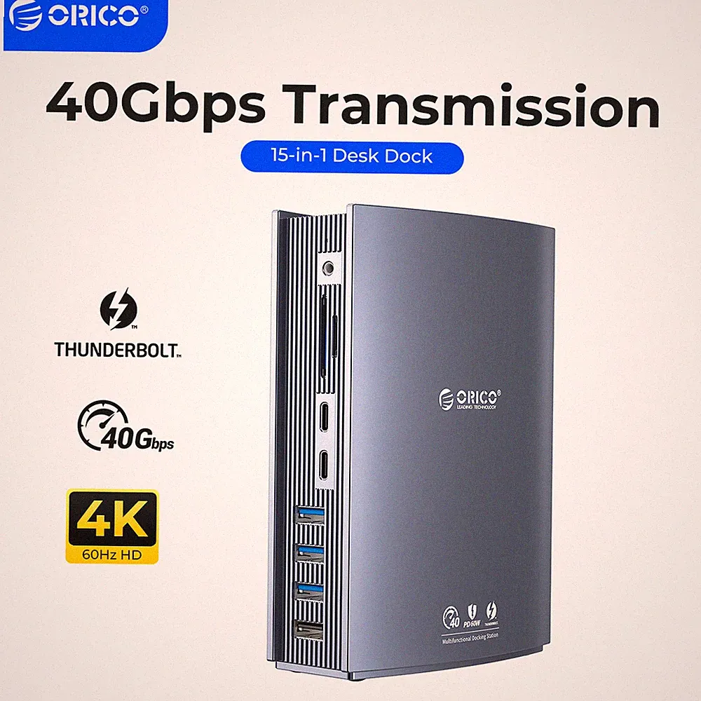 ORICO 15 in 1 Thunderbolt 3 Docking Station 8K/Dual 4K Display DP1.4 10Gbps US